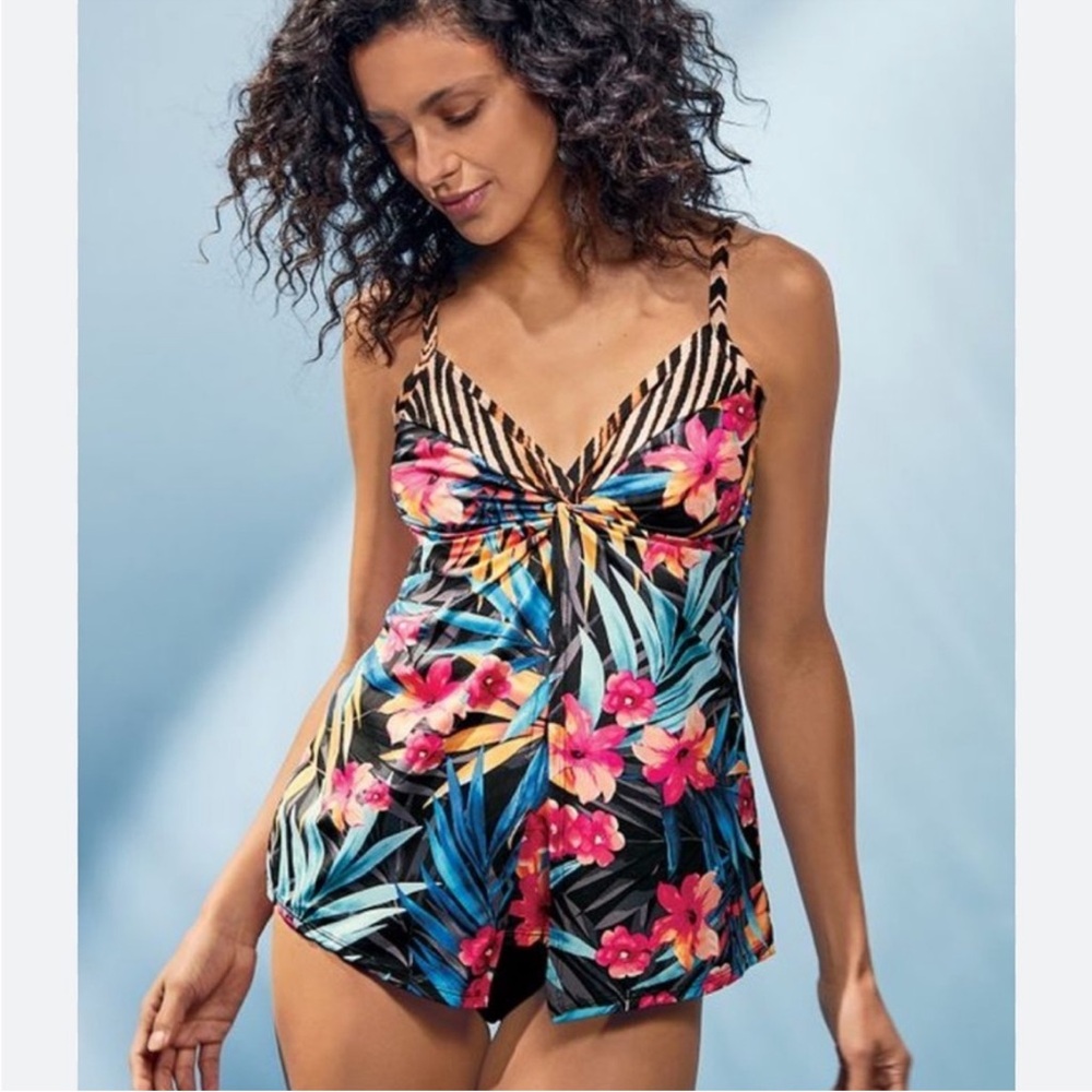 Miraclesuit Floral Print Tankini love knot